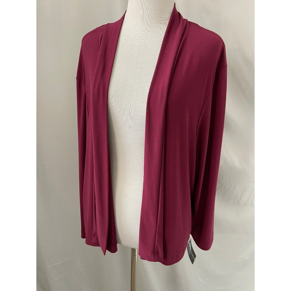 RN Studio Burgundy Long Sleeve Cardigan - Picture 2 of 9